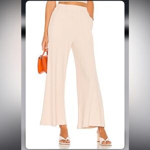 Callahan Knit Wear Bo Wide Leg Ribbed Pants in Ecru